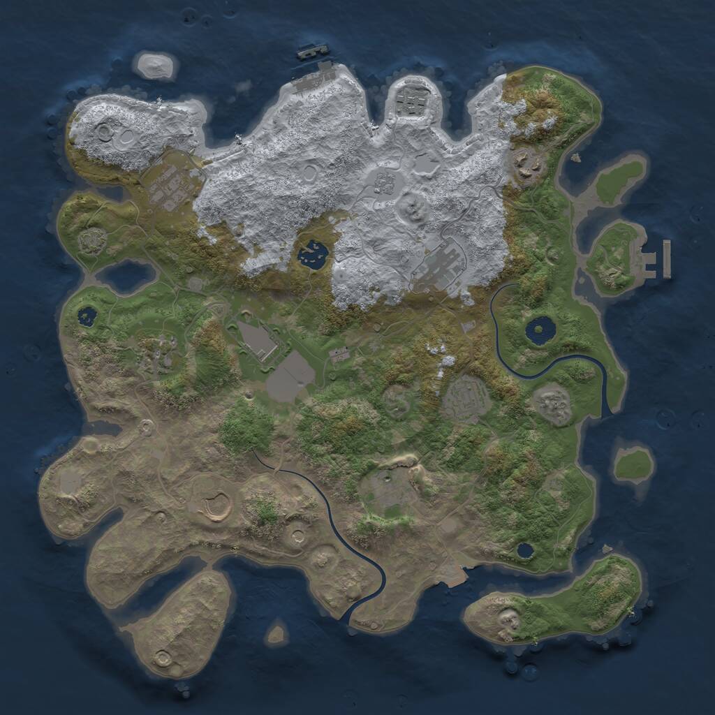 Rust Map: Procedural Map, Size: 3750, Seed: 884225195, 16 Monuments