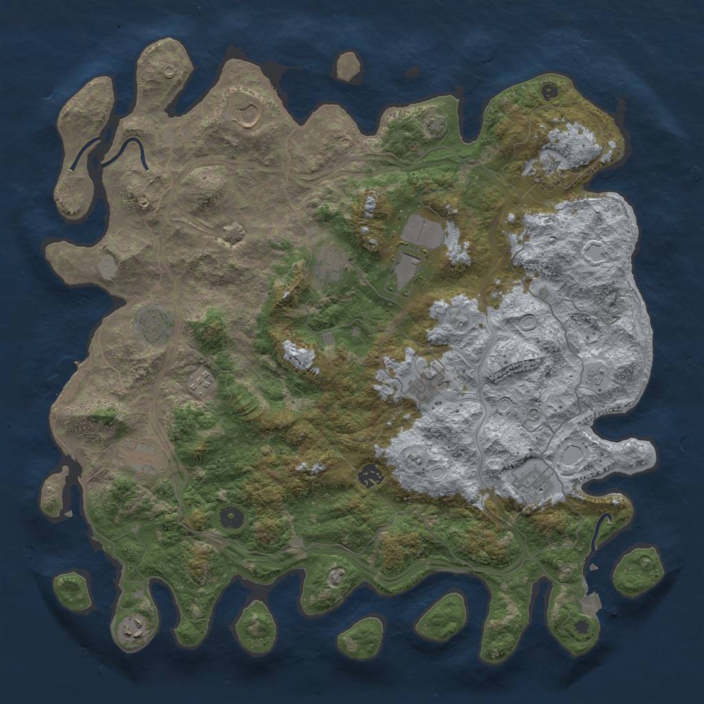 Rust Map: Procedural Map, Size: 4500, Seed: 895715047, 18 Monuments