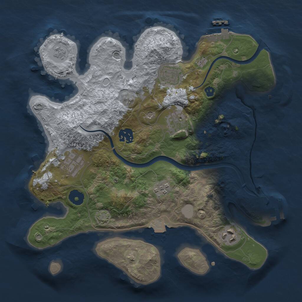 Rust Map: Procedural Map, Size: 3000, Seed: 45744748, 12 Monuments