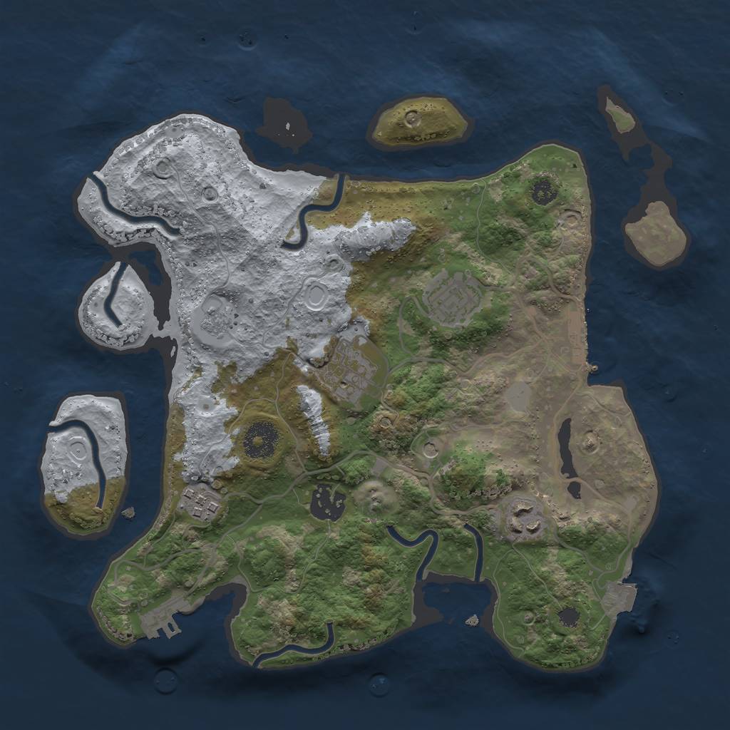 Rust Map: Procedural Map, Size: 3000, Seed: 984375178, 12 Monuments