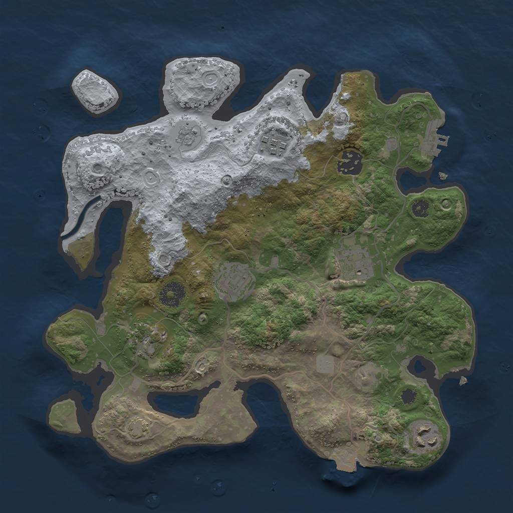 Rust Map: Procedural Map, Size: 3000, Seed: 23439, 12 Monuments