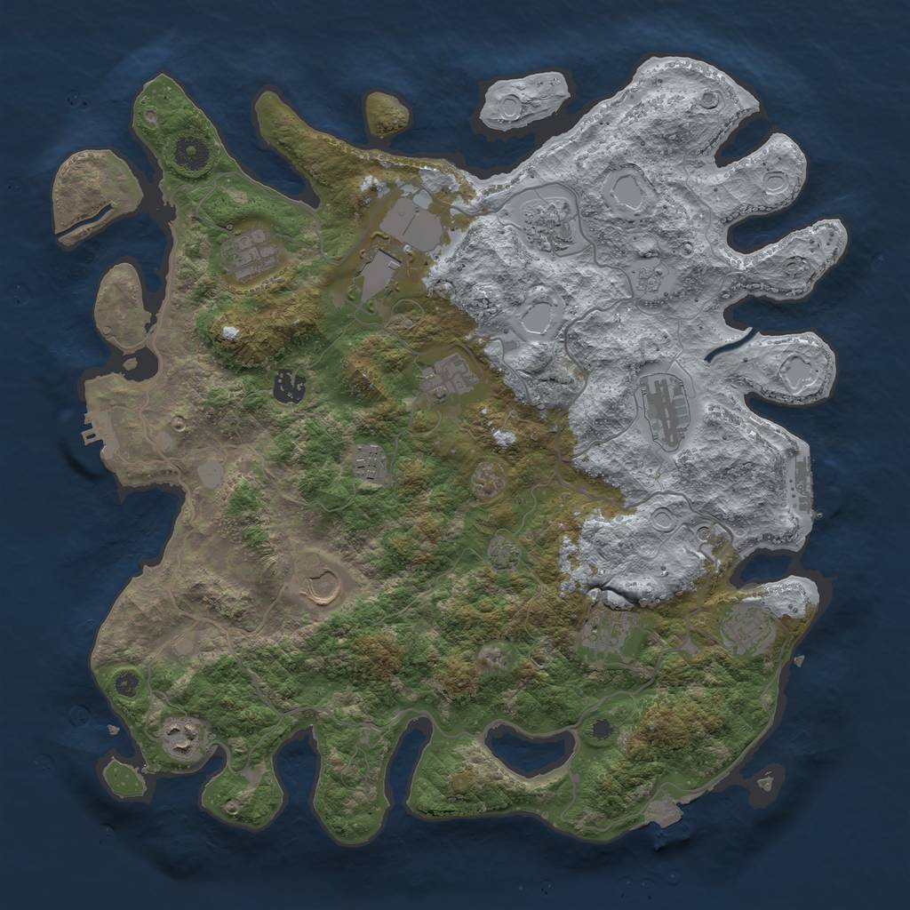 Rust Map: Procedural Map, Size: 4000, Seed: 1844502429, 19 Monuments