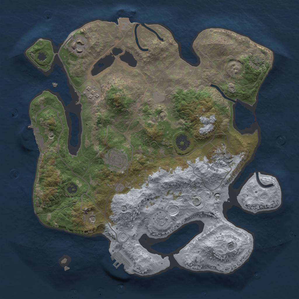 Rust Map: Procedural Map, Size: 3000, Seed: 2462723, 12 Monuments