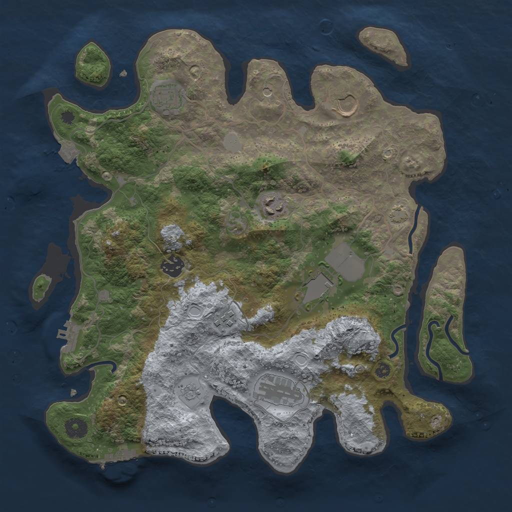 Rust Map: Procedural Map, Size: 3500, Seed: 3453345, 15 Monuments