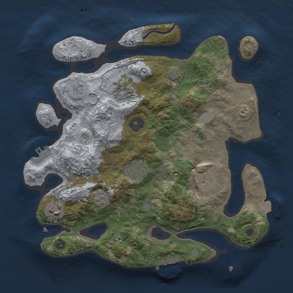 Rust Map: Procedural Map, Size: 3000, Seed: 56337, 13 Monuments