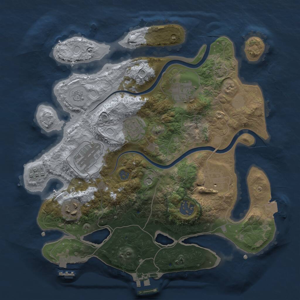 Rust Map: Procedural Map, Size: 3000, Seed: 56337, 13 Monuments