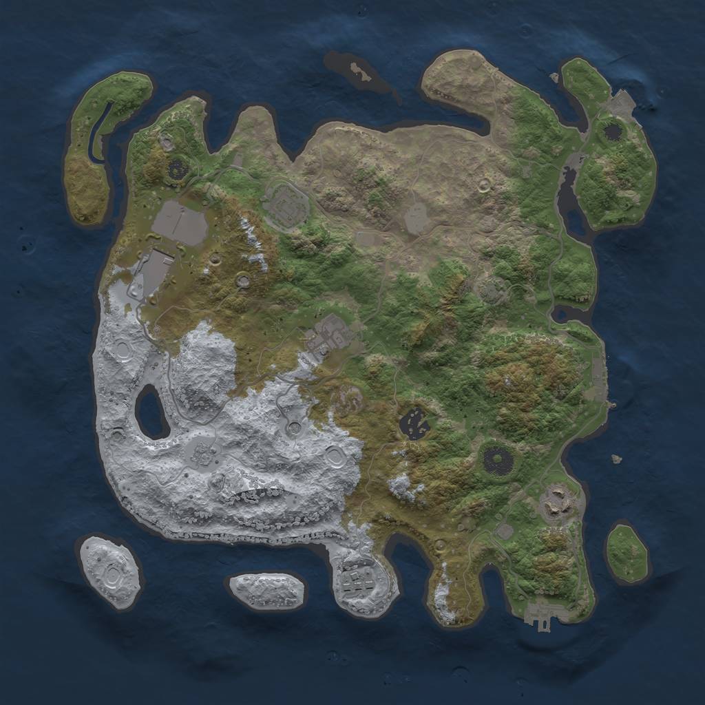 Rust Map: Procedural Map, Size: 3500, Seed: 1503839157, 14 Monuments