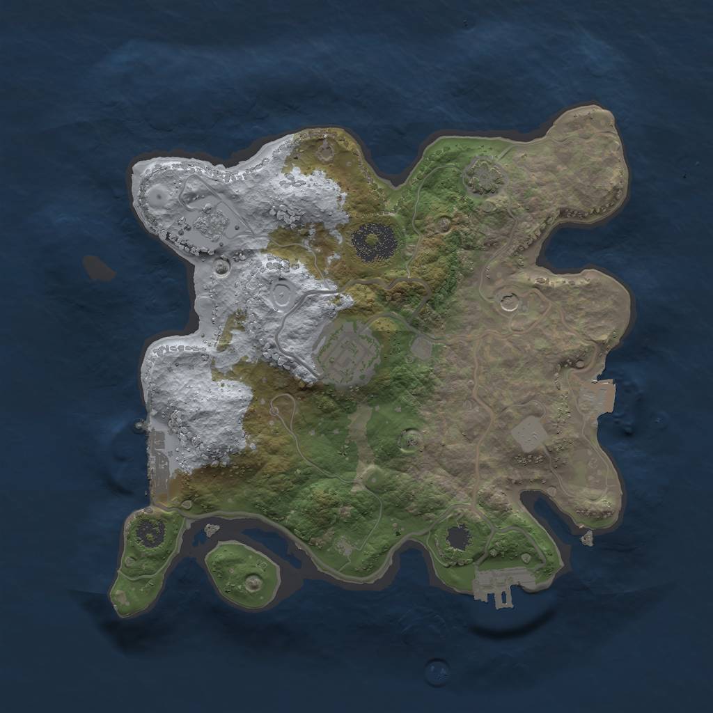 Rust Map: Procedural Map, Size: 2500, Seed: 2135483647, 9 Monuments
