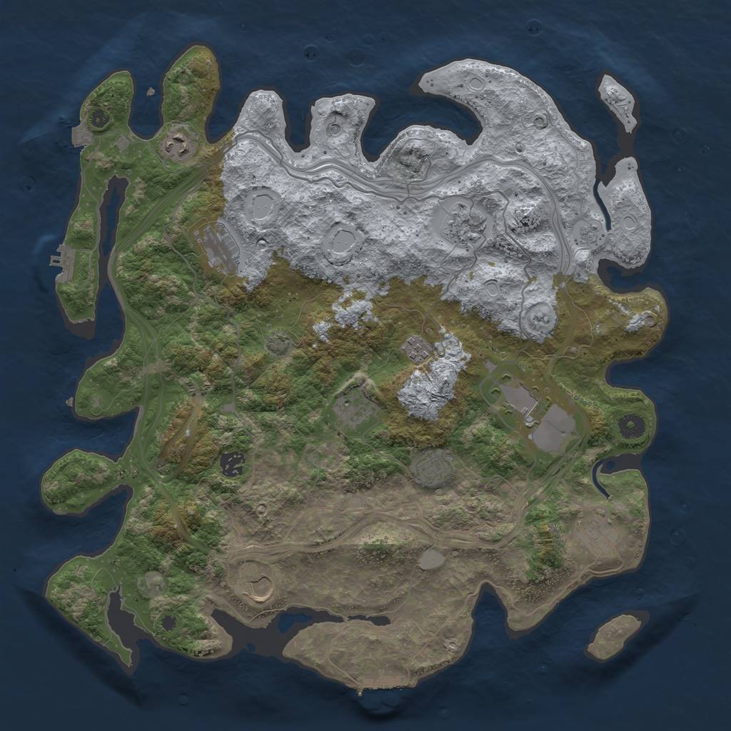 Rust Map: Procedural Map, Size: 4250, Seed: 1018796067, 18 Monuments