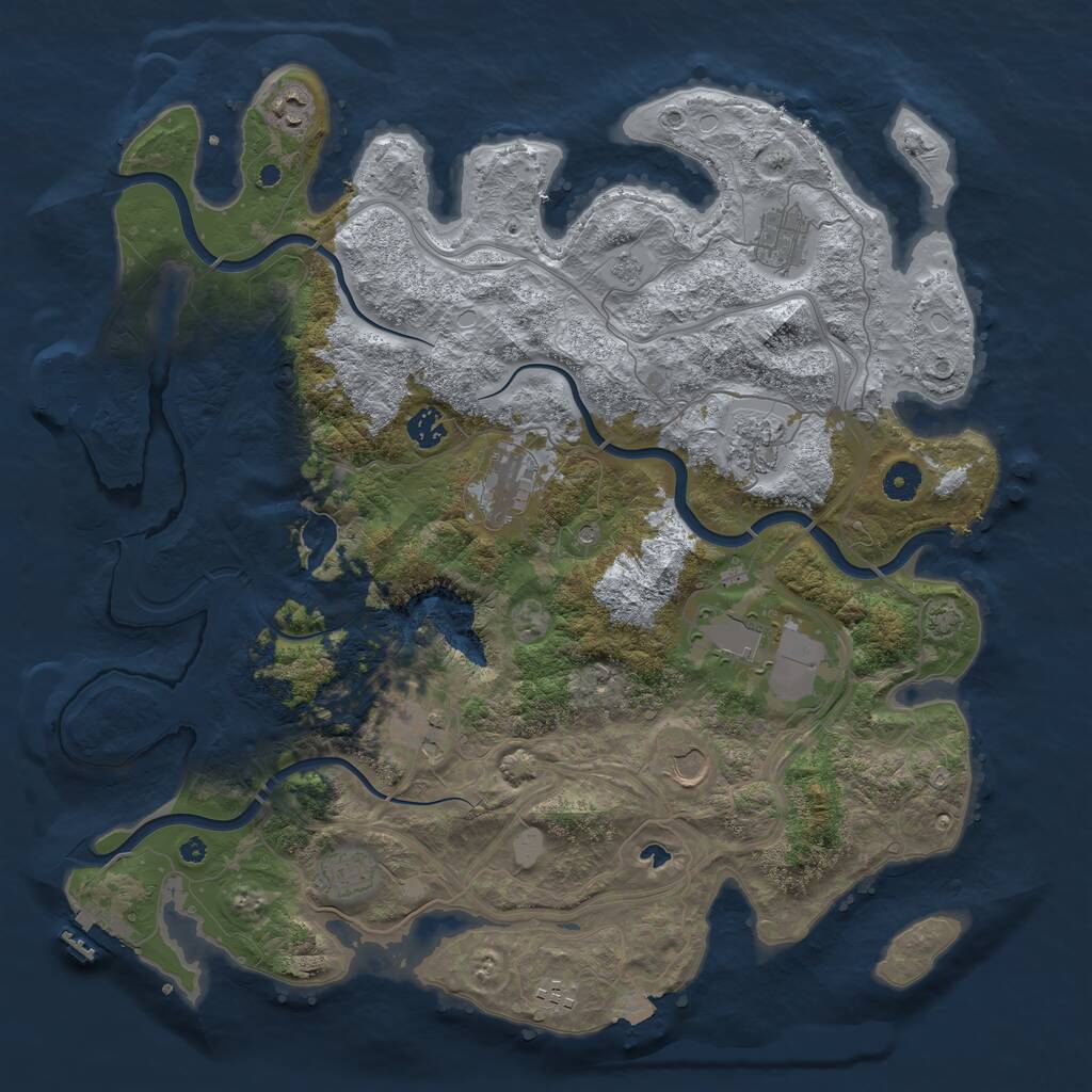 Rust Map: Procedural Map, Size: 4250, Seed: 1018796067, 16 Monuments