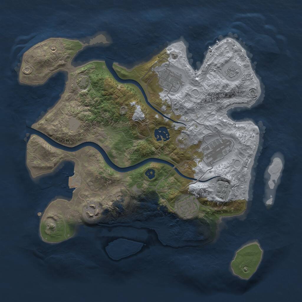Rust Map: Procedural Map, Size: 3000, Seed: 1381616247, 10 Monuments