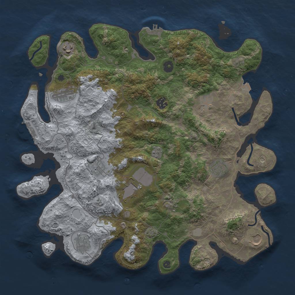 Rust Map: Procedural Map, Size: 4000, Seed: 1915500155, 19 Monuments