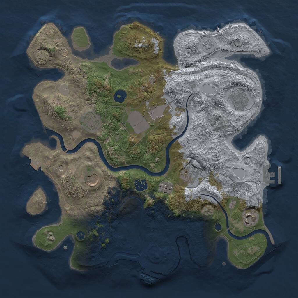 Rust Map: Procedural Map, Size: 3500, Seed: 732061347, 14 Monuments