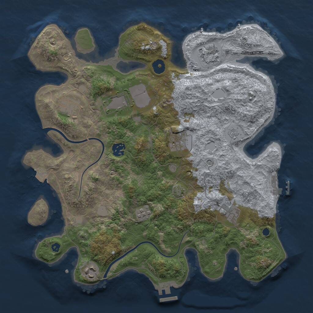 Rust Map: Procedural Map, Size: 3500, Seed: 732061347, 14 Monuments
