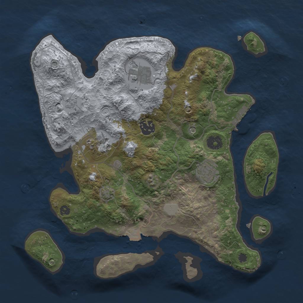 Rust Map: Procedural Map, Size: 3000, Seed: 1024842347, 11 Monuments