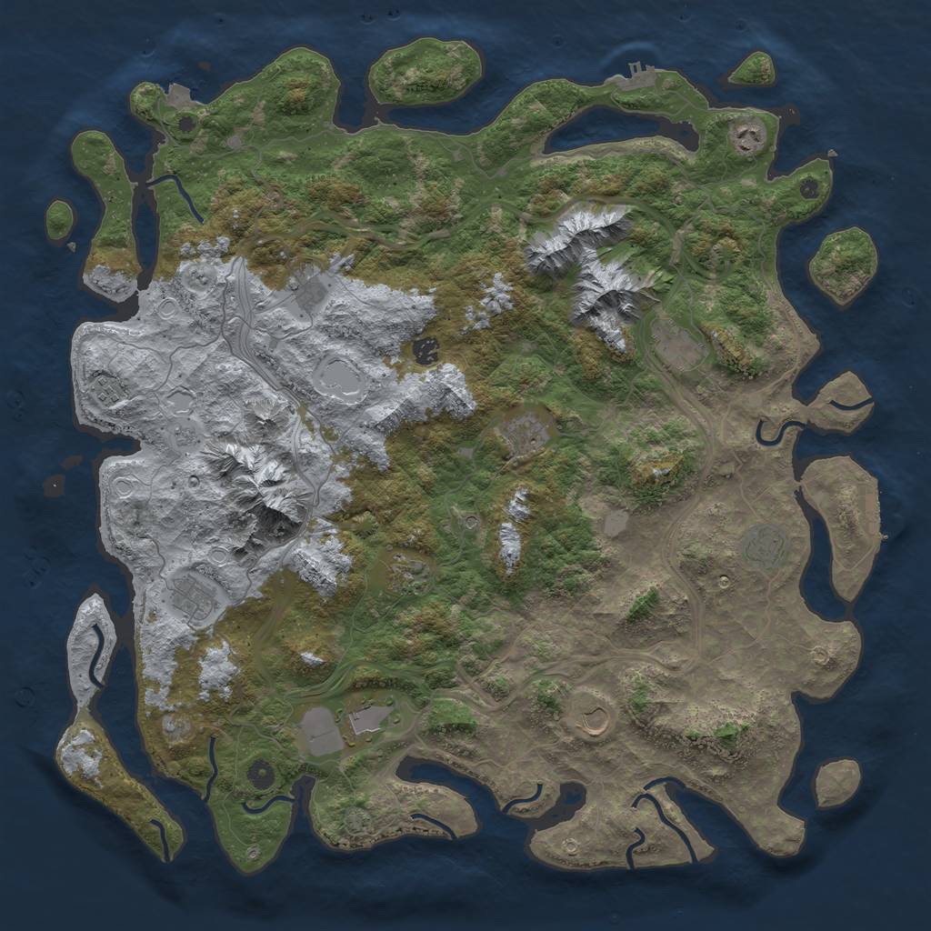 Rust Map: Procedural Map, Size: 5000, Seed: 1154355303, 19 Monuments