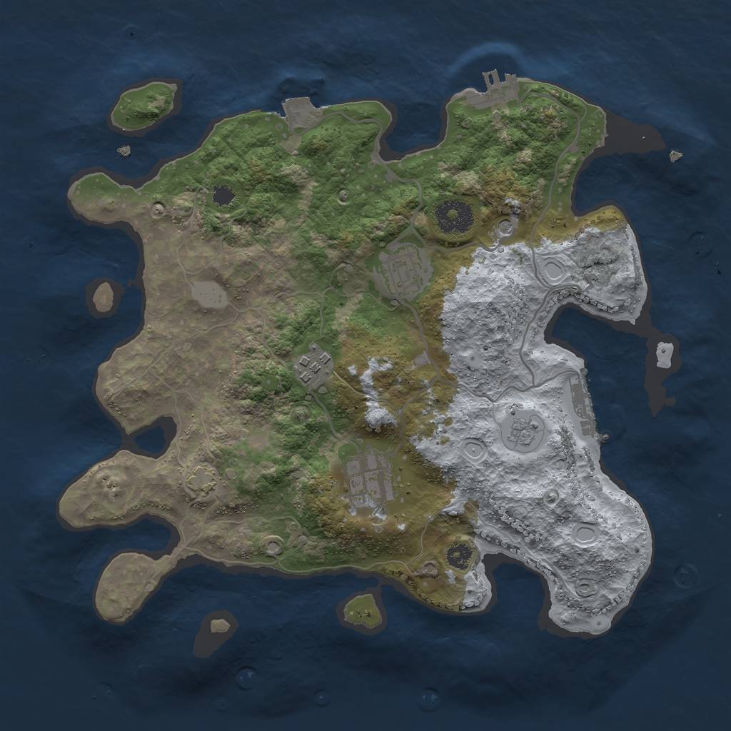 Rust Map: Procedural Map, Size: 3000, Seed: 1796368719, 11 Monuments