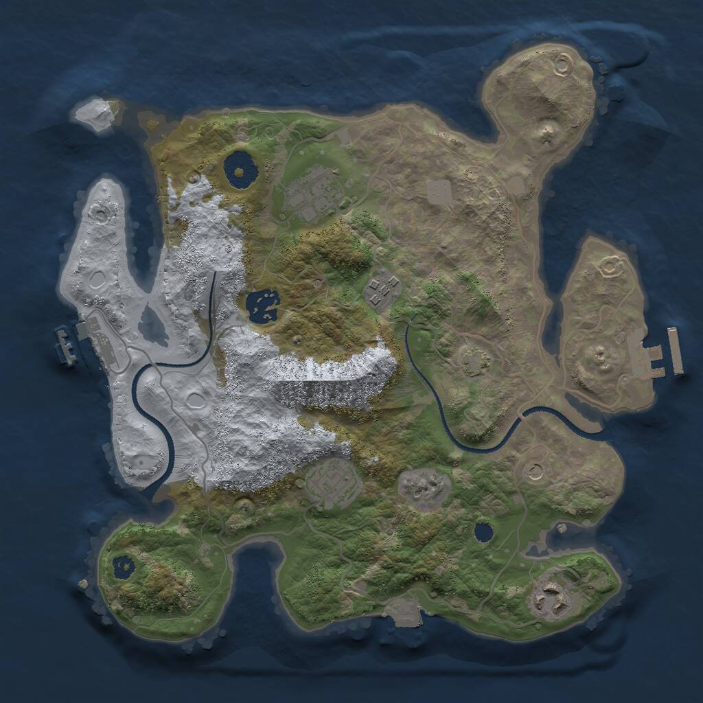 Rust Map: Procedural Map, Size: 3000, Seed: 208262097, 10 Monuments