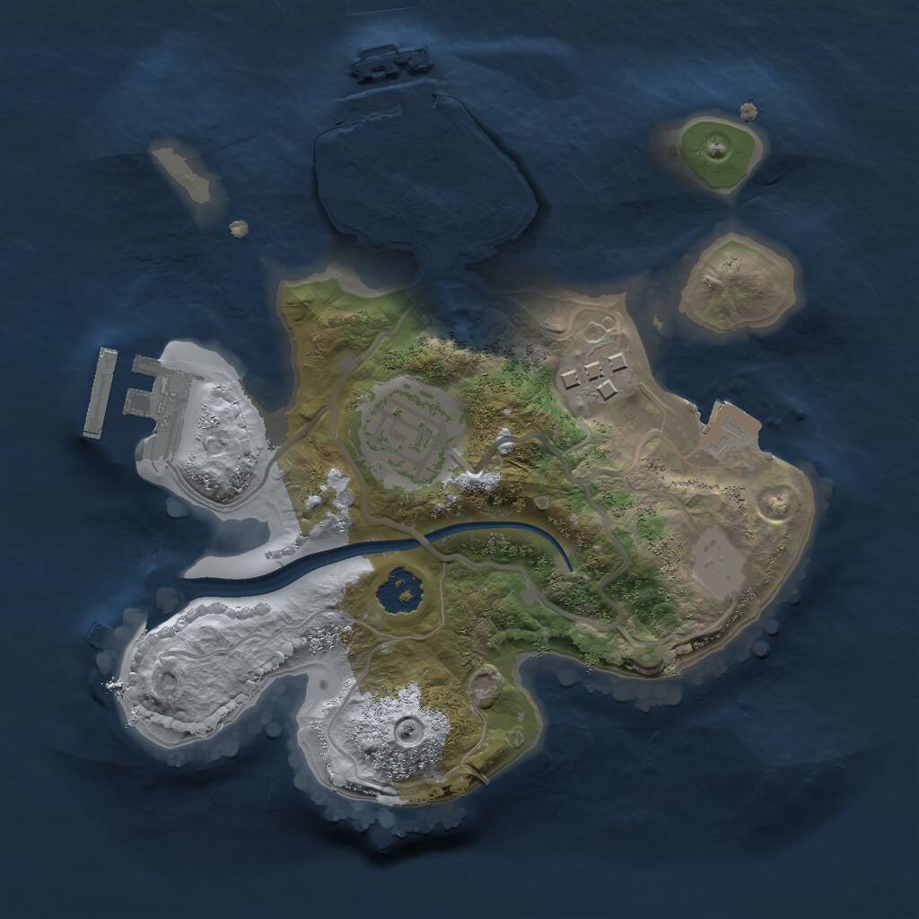Rust Map: Procedural Map, Size: 2045, Seed: 1649740433, 5 Monuments