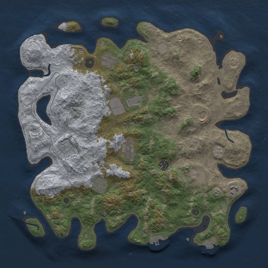 Rust Map: Procedural Map, Size: 4000, Seed: 350878519, 17 Monuments