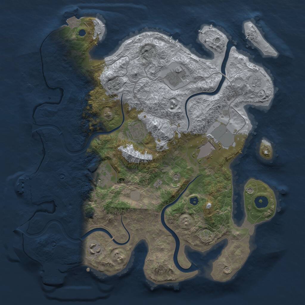 Rust Map: Procedural Map, Size: 3500, Seed: 62345623, 12 Monuments