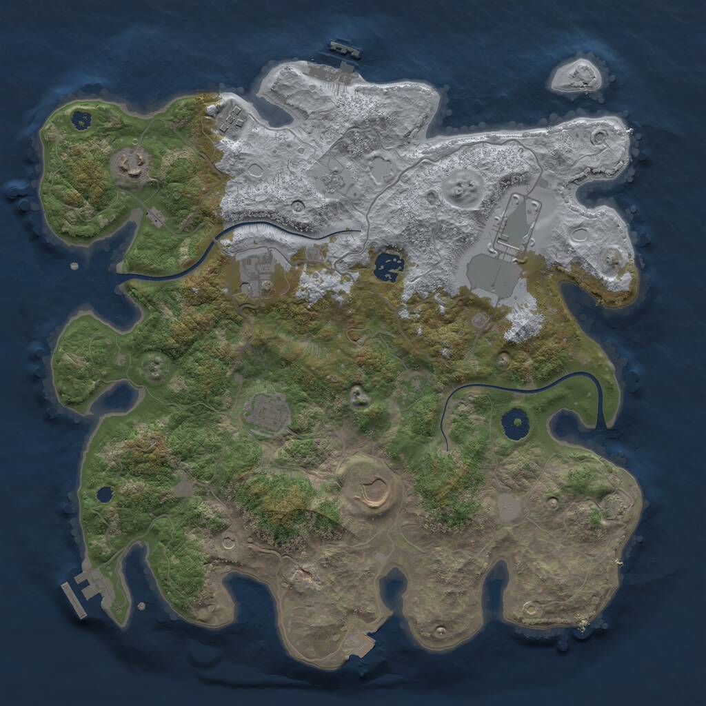 Rust Map: Procedural Map, Size: 3600, Seed: 1041783384, 13 Monuments