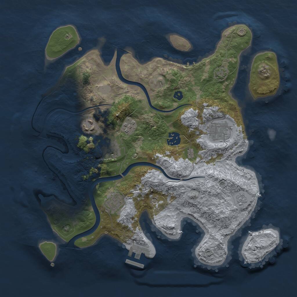 Rust Map: Procedural Map, Size: 3200, Seed: 1164579106, 11 Monuments