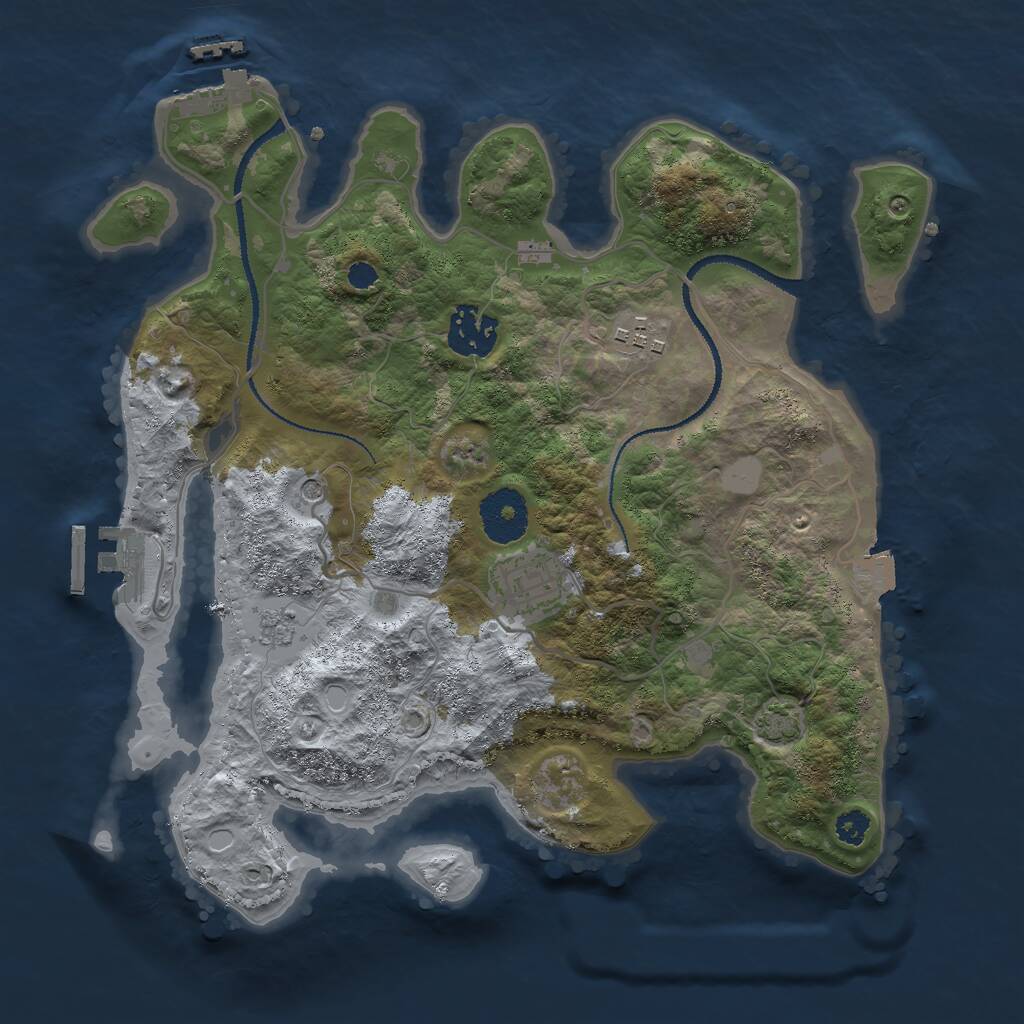 Rust Map: Procedural Map, Size: 3000, Seed: 1655916216, 9 Monuments