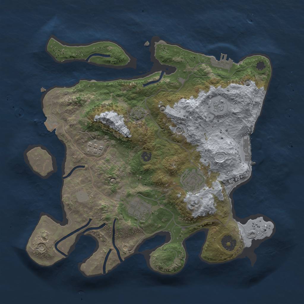 Rust Map: Procedural Map, Size: 3000, Seed: 1442658816, 11 Monuments