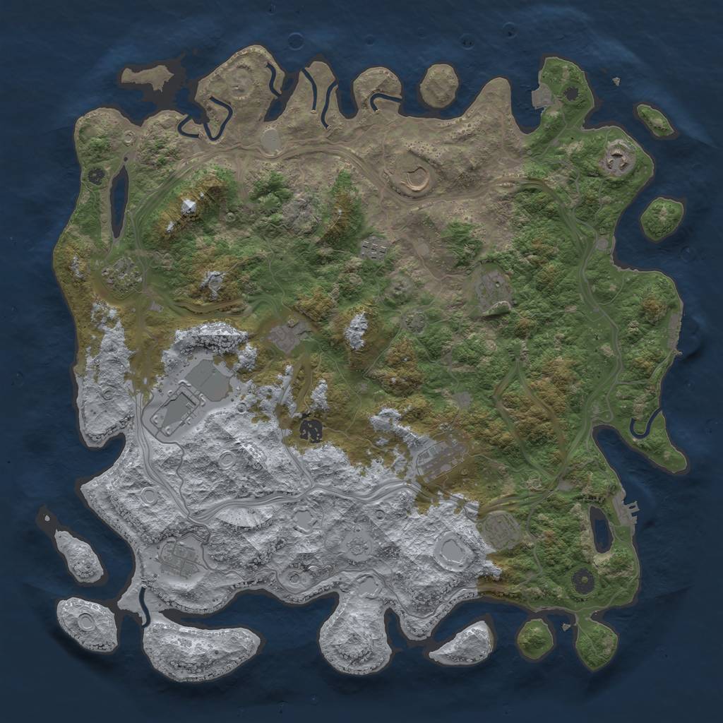 Rust Map: Procedural Map, Size: 4500, Seed: 291083064, 19 Monuments