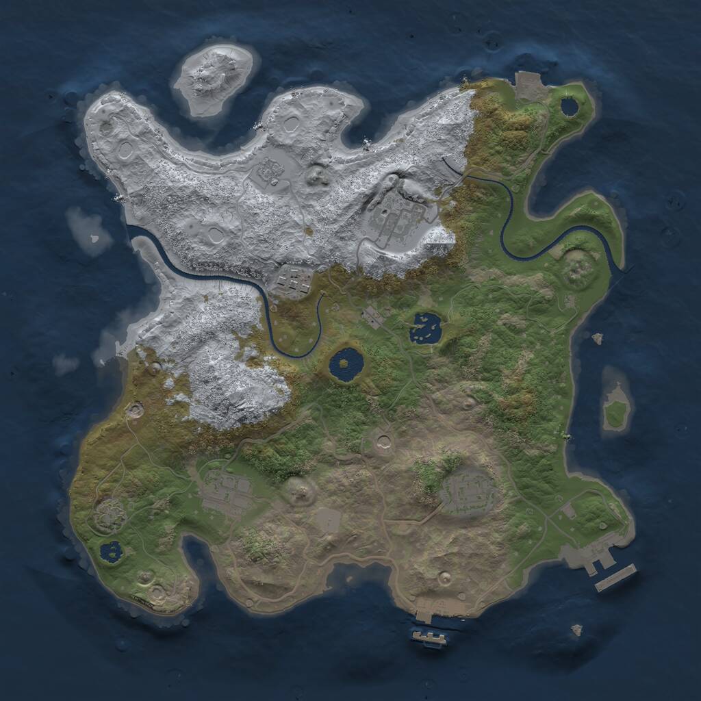 Rust Map: Procedural Map, Size: 3200, Seed: 1135962482, 11 Monuments