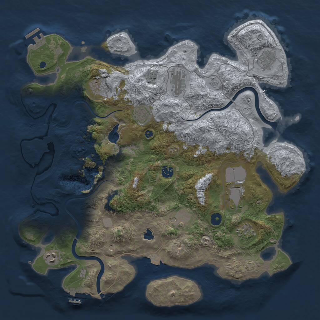 Rust Map: Procedural Map, Size: 4000, Seed: 858171641, 16 Monuments