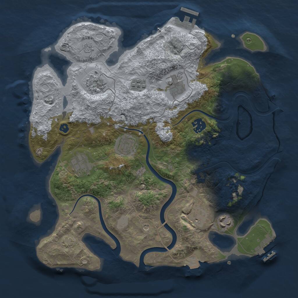 Rust Map: Procedural Map, Size: 3250, Seed: 720732700, 14 Monuments