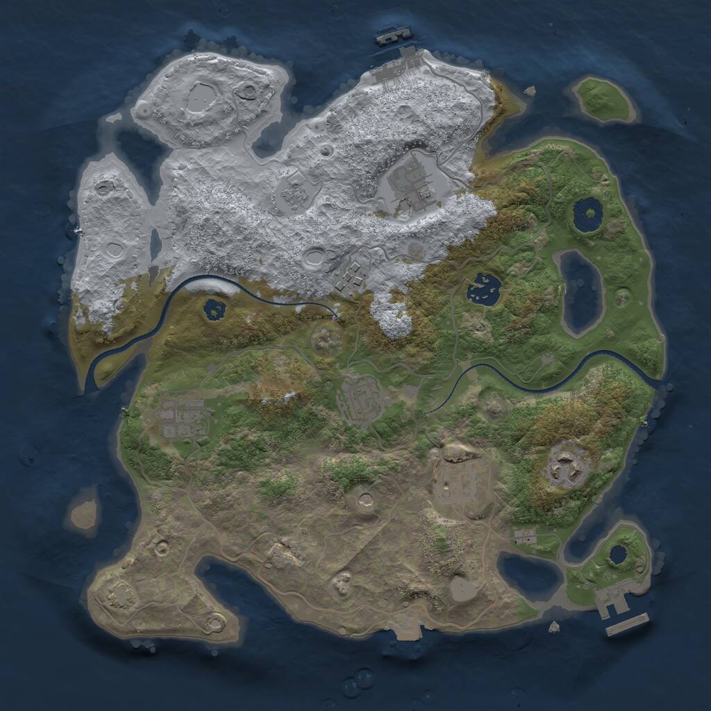 Rust Map: Procedural Map, Size: 3250, Seed: 720732700, 13 Monuments