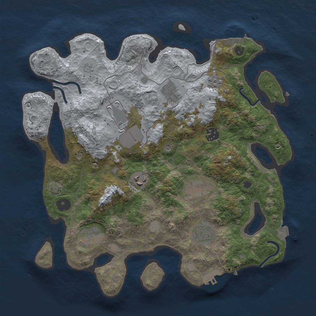 Rust Map: Procedural Map, Size: 3500, Seed: 294908750, 16 Monuments