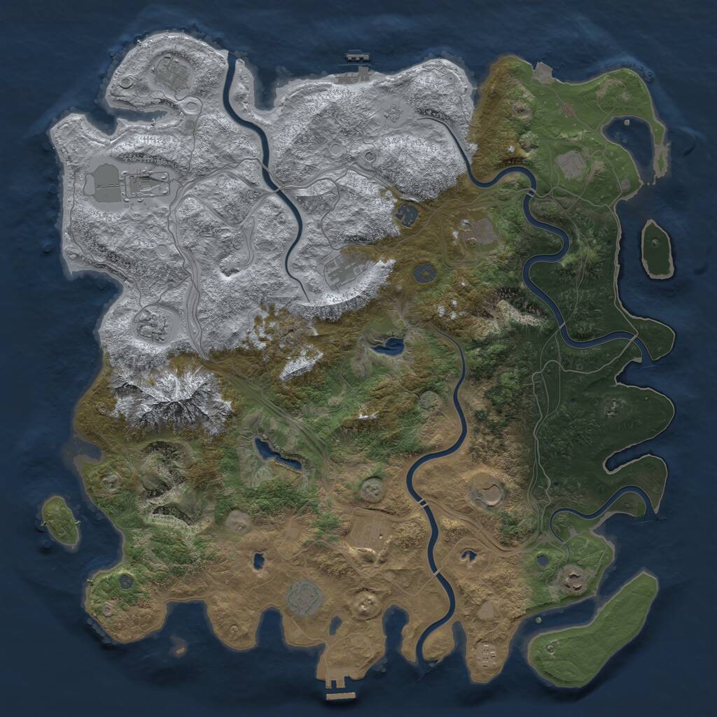 Rust Map: Procedural Map, Size: 5000, Seed: 338907210, 17 Monuments