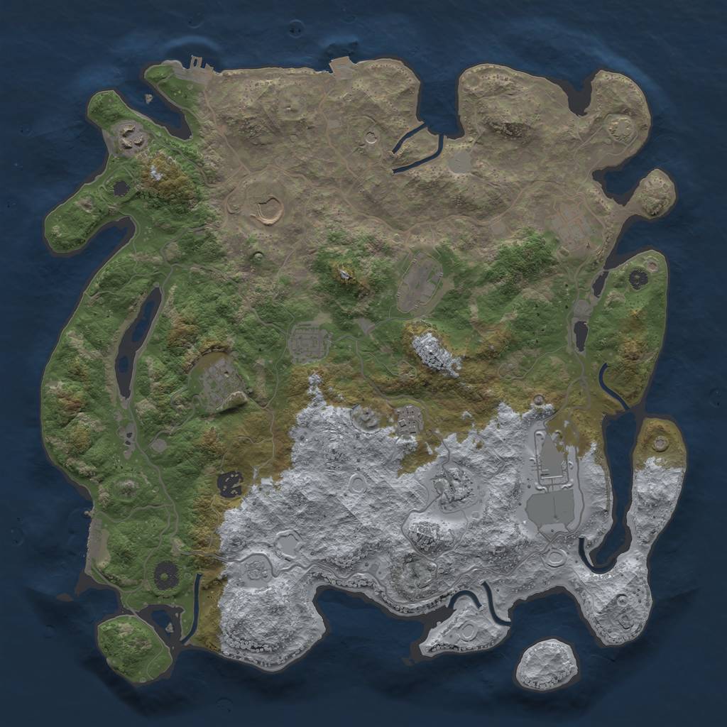 Rust Map: Procedural Map, Size: 4000, Seed: 420691, 18 Monuments