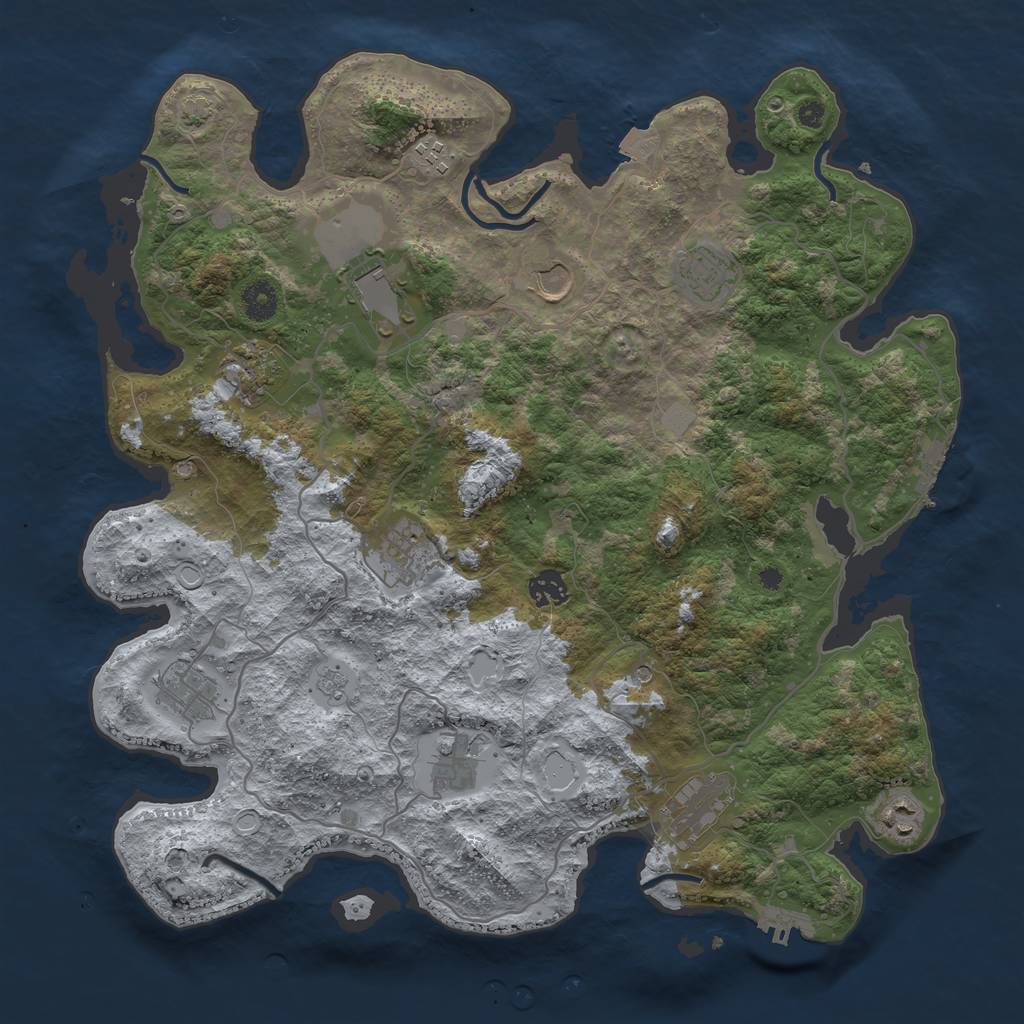Rust Map: Procedural Map, Size: 4000, Seed: 2037834355, 19 Monuments
