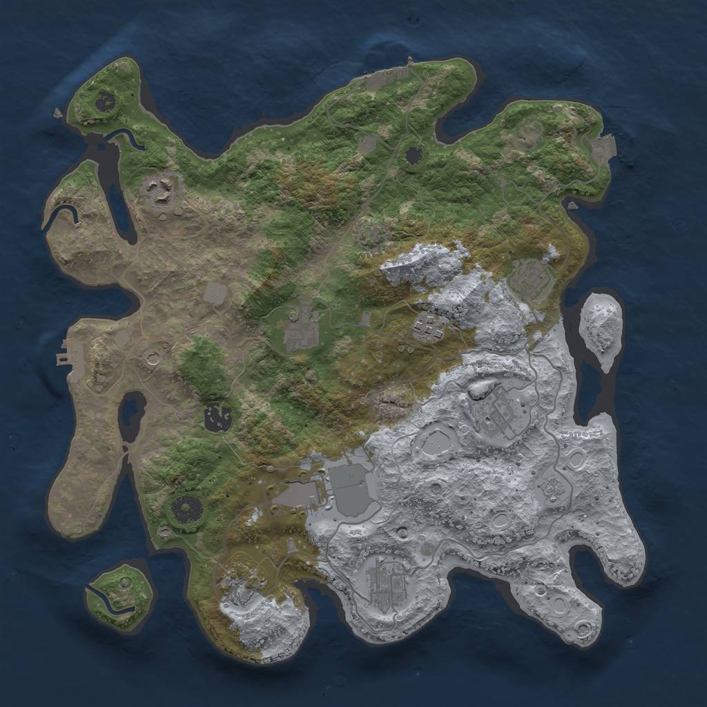 Rust Map: Procedural Map, Size: 3600, Seed: 69269949, 17 Monuments