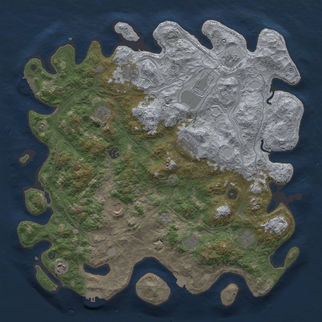 Rust Map: Procedural Map, Size: 4500, Seed: 810702587, 19 Monuments