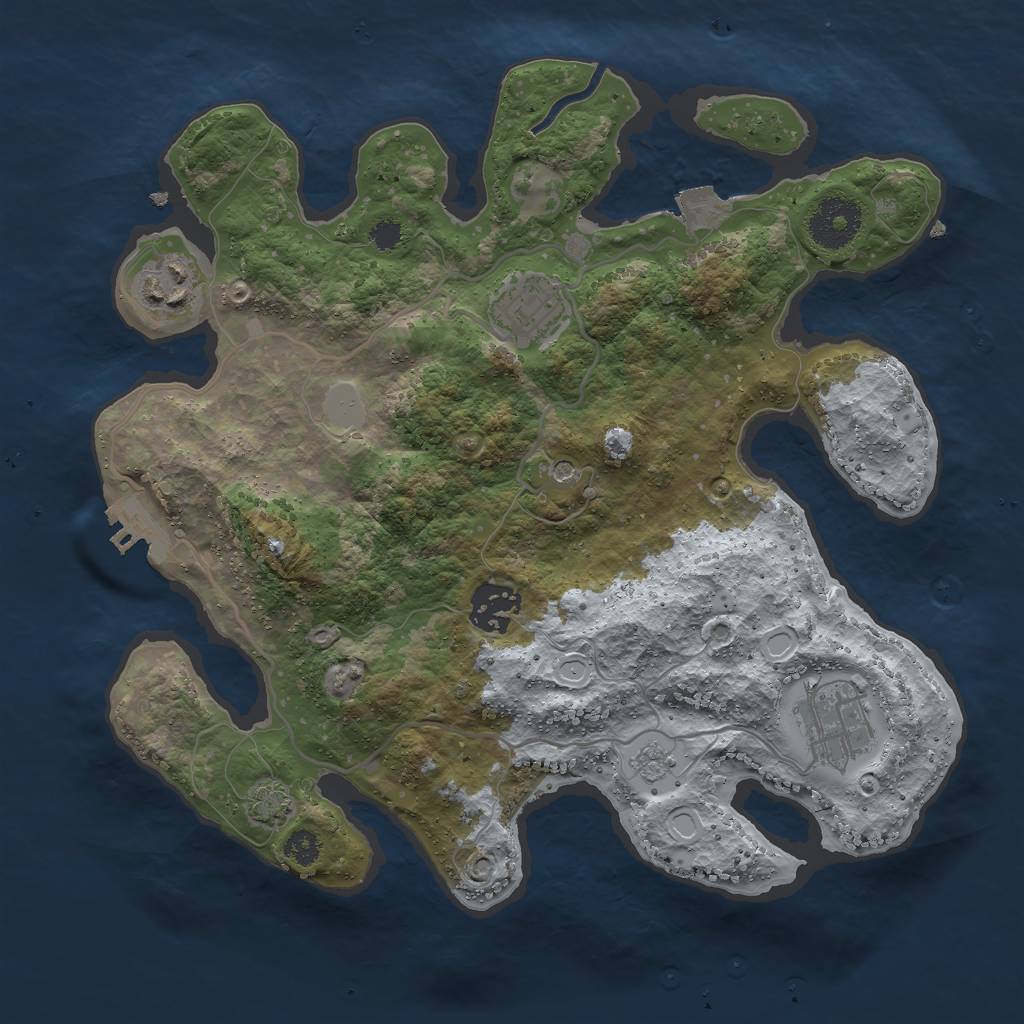Rust Map: Procedural Map, Size: 3000, Seed: 77574499, 11 Monuments