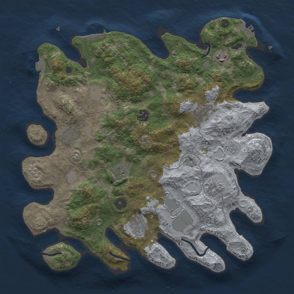 Rust Map: Procedural Map, Size: 3750, Seed: 24561, 18 Monuments