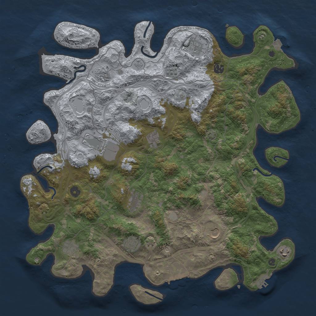 Rust Map: Procedural Map, Size: 4500, Seed: 1200163049, 19 Monuments