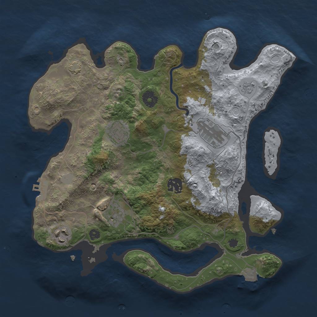 Rust Map: Procedural Map, Size: 3000, Seed: 2085856517, 11 Monuments