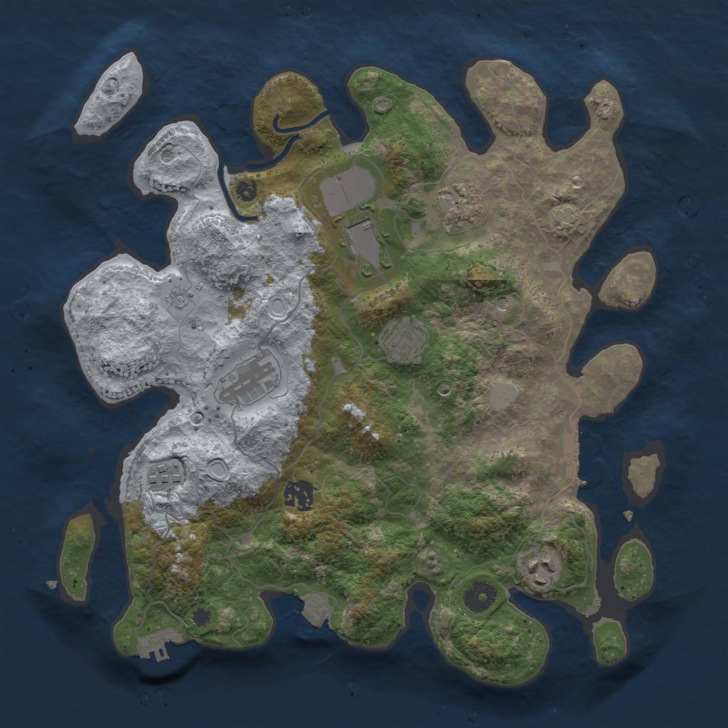 Rust Map: Procedural Map, Size: 3500, Seed: 52146245, 15 Monuments