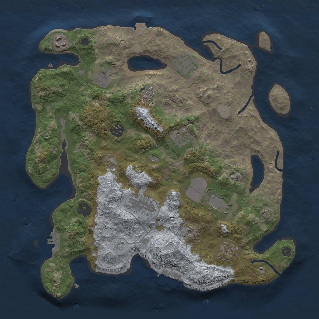 Rust Map: Procedural Map, Size: 3500, Seed: 964368115, 17 Monuments