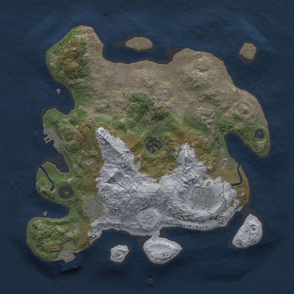 Rust Map: Procedural Map, Size: 3000, Seed: 1191084533, 12 Monuments