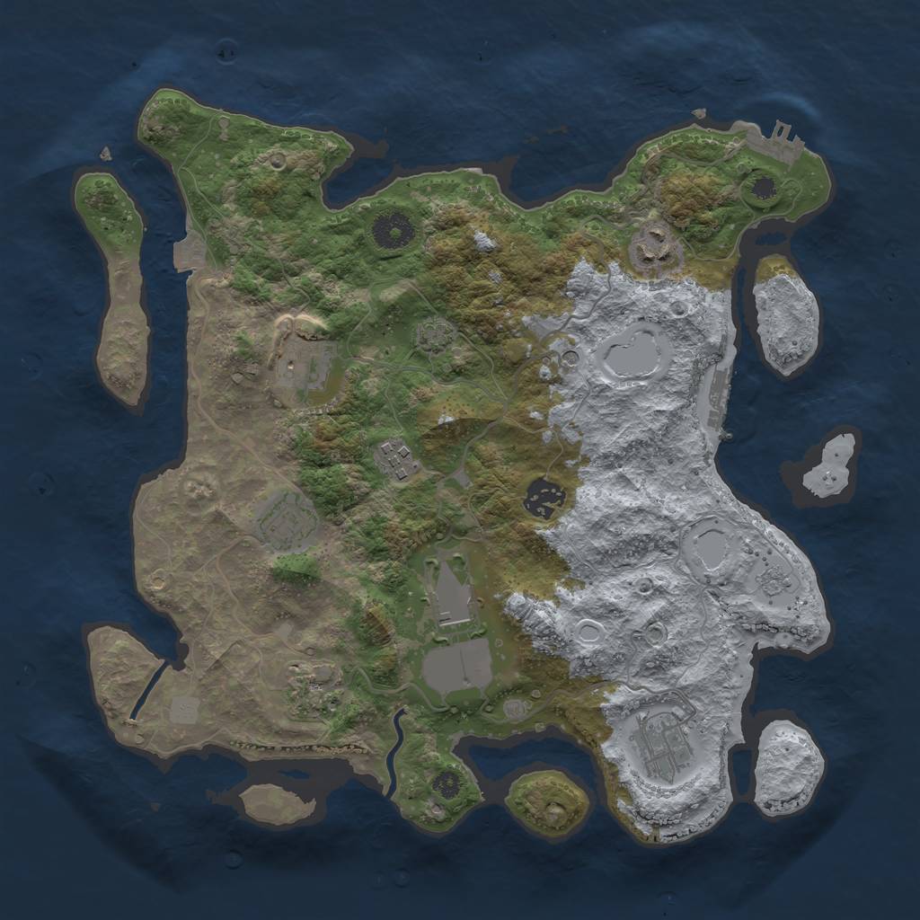 Rust Map: Procedural Map, Size: 3500, Seed: 1611413230, 16 Monuments