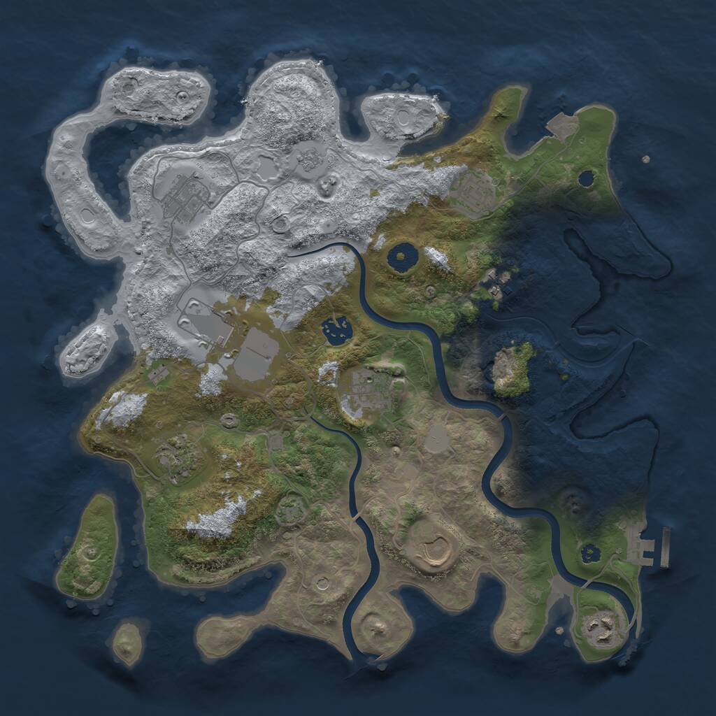 Rust Map: Procedural Map, Size: 3650, Seed: 43817342, 14 Monuments