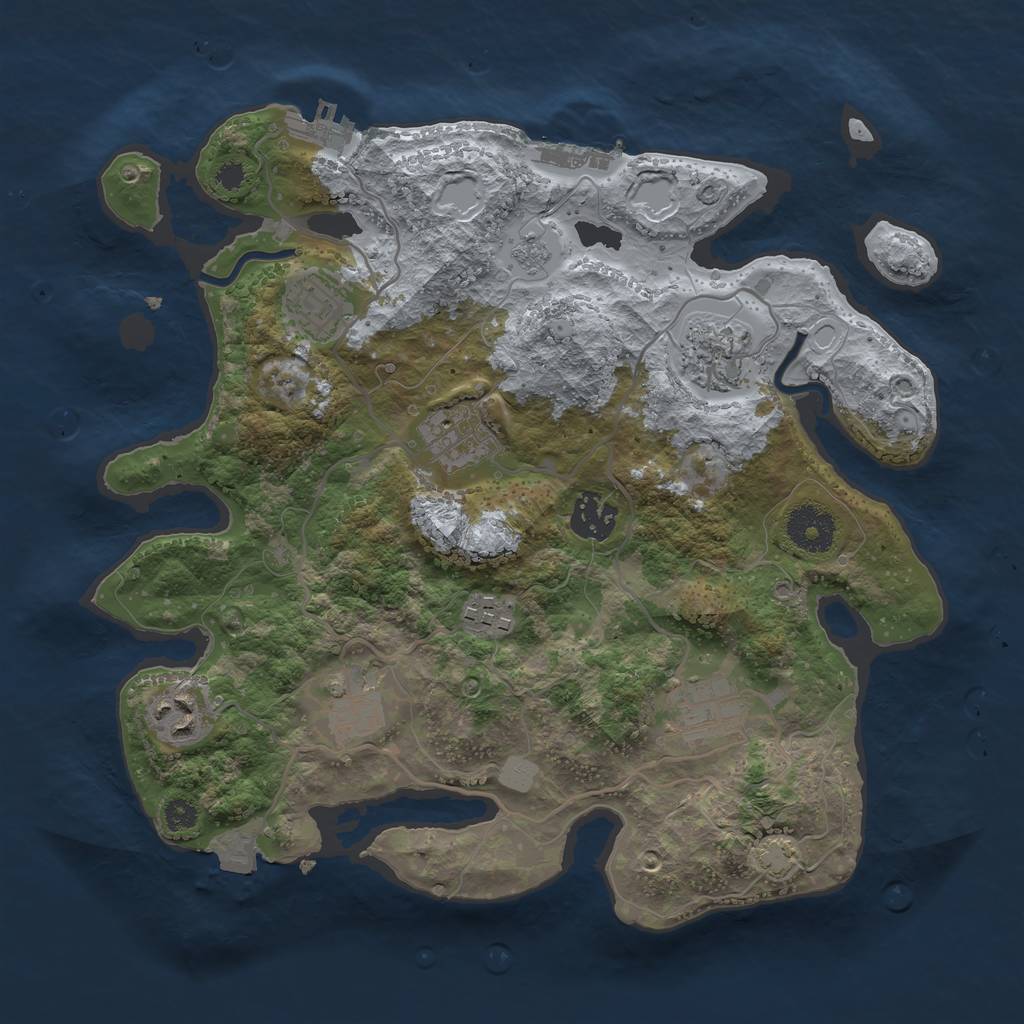 Rust Map: Procedural Map, Size: 3250, Seed: 2023477303, 15 Monuments